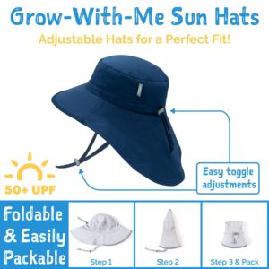 JAN & JUL Grow-with-Me Adjustable Wide Brim Baby Girl Sun-Hat for Toddler (M: 6-24 Months, Prairie Flowers)