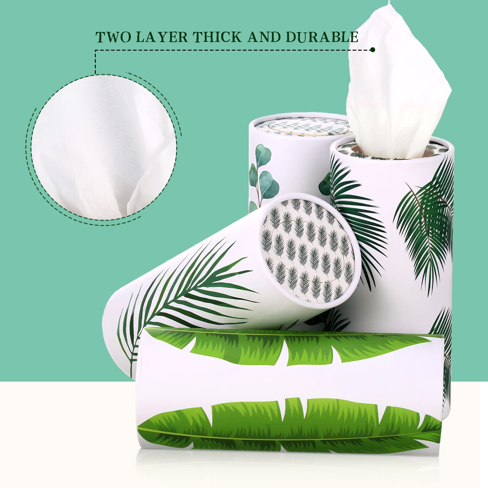 8 Pack Car Tissue Holder with Facial Tissue Bulk Cylinder Car Tissues Round Tissue Boxes for Car Travel Tissues Fit for Car Cup Holder Car Tissues Box Round Container (Bohemia Style)