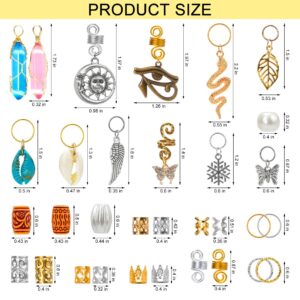 Hair Beads Jewelry, 200 PCS Hair Jewelry for Braids and Women's Hair Accessories for Braids, Ring Hair Clips, Dreadlocks Glowing Cat's Eye Stone Hair Charms, Loc Tube Bead Braid Braided Jewelry