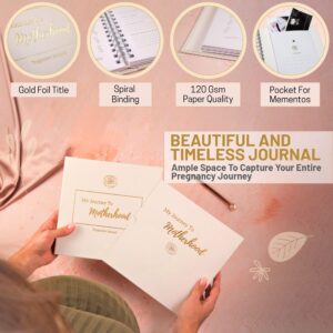 Perks & Joys Pregnancy Journal - 8.1x8.1in Ivory, 120 GSM Paper, 4x6in, 3x3in, 4x4in Photo Spaces, Keepsake Pocket, Sentiments