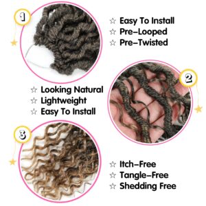 Fulcrum Goddess Locs Crochet Hair 12 Inch, 8 Packs New Faux Locs Crochet Hair for Black Women, Crochet locs with Curly Ends (12Inch (Pack of 8), T27#)