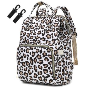 yusudan leopard diaper bag backpack for baby boys girls, waterproof large nappy bags for mom & dad