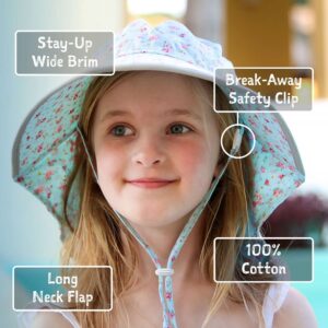 JAN & JUL Grow-with-Me Adjustable Wide Brim Baby Girl Sun-Hat for Toddler (M: 6-24 Months, Prairie Flowers)