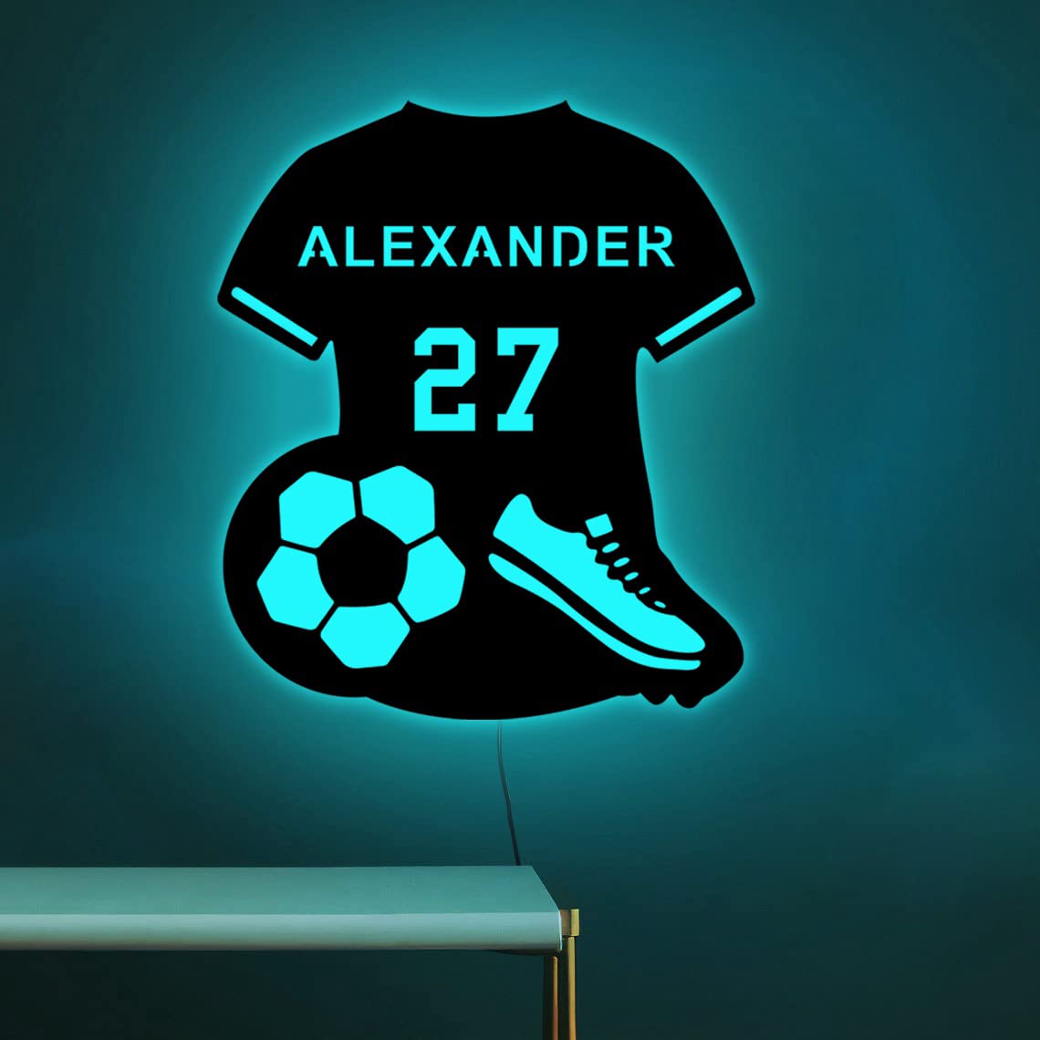 Personalized Soccer Jersey Neon Sign, Wall Hanging Decoration, Birthday Gift For Soccer Loving Son, Kids Room Wall Art, Soccer Jersey Neon Lamp