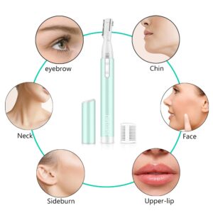 Funstant Eyebrow Trimmer, Precision Facial Hair Trimmer with Comb, Painless Battery Operated Eyebrow Razor for Women No Pulling Sensation for Face Chin Neck, Upper-Lip, Peach-Fuzz