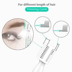 Funstant Eyebrow Trimmer, Precision Facial Hair Trimmer with Comb, Painless Battery Operated Eyebrow Razor for Women No Pulling Sensation for Face Chin Neck, Upper-Lip, Peach-Fuzz