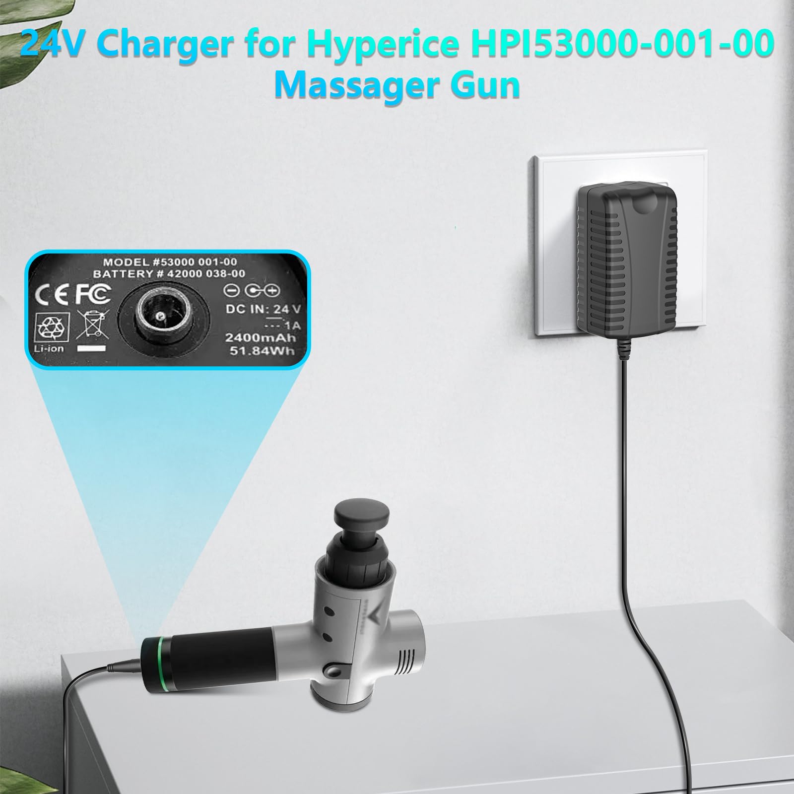 24V Charger for Hypervolt Massage Gun Compatible with Hypervolt Hyperice 53000 001-00 42000 038-00 Massage Gun Charger Adapter