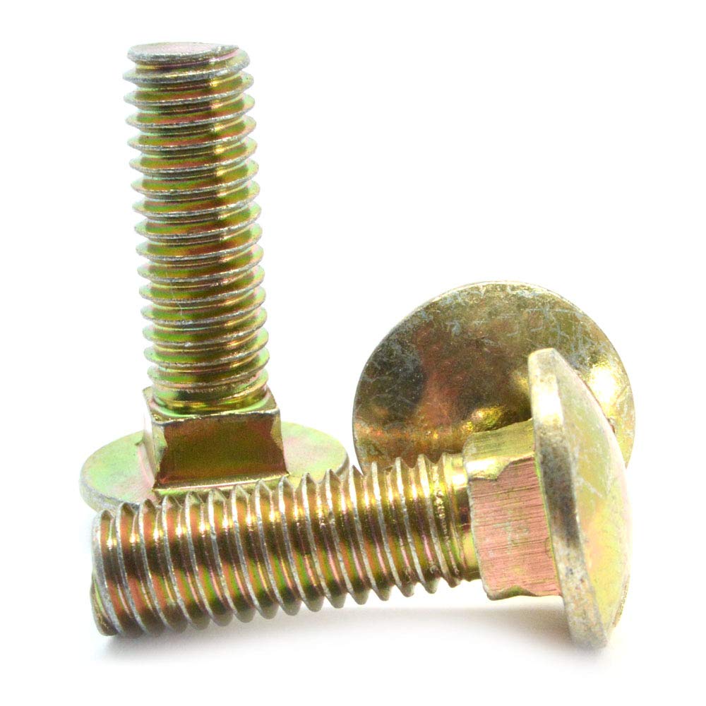 1/4-20 x 5/8 Coarse Thread Grade 8 Carriage Bolt Alloy Steel Yellow Zinc Plated Pk 2500