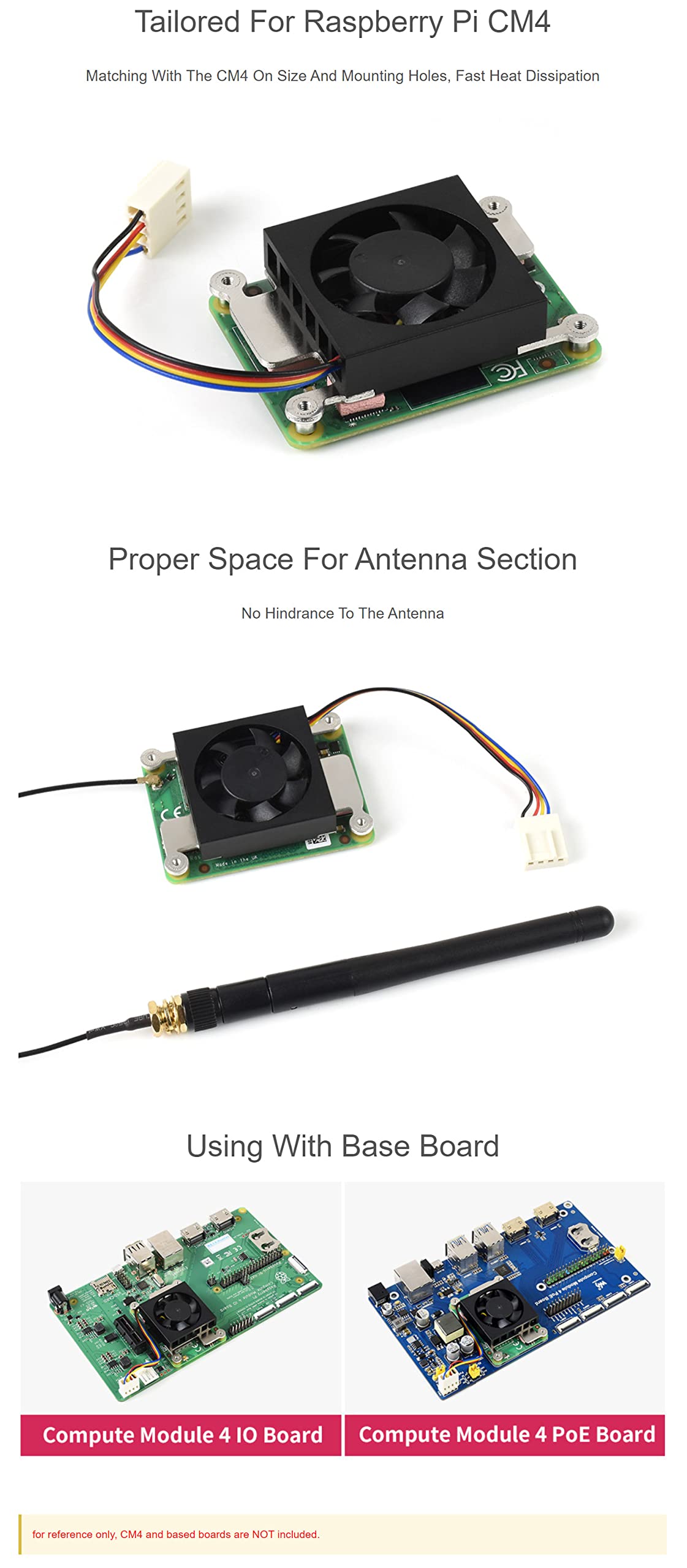 Dedicated 3007 Cooling Fan 12V for Raspberry Pi Compute Module 4 CM4 (NOT Include), PWM Speed Adjustment, Low Noise, with Thermal Tapes