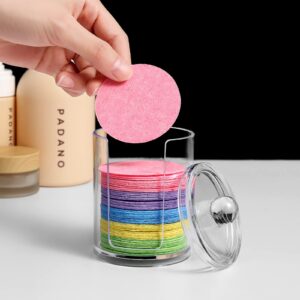 50-Count Compressed Natural Facial Sponges for Face Cleansing, Reusable Cosmetic Sponge, Used for Exfoliating and Makeup Removal With Clear Plastic Storage Jar (Colourful, 50pcs）