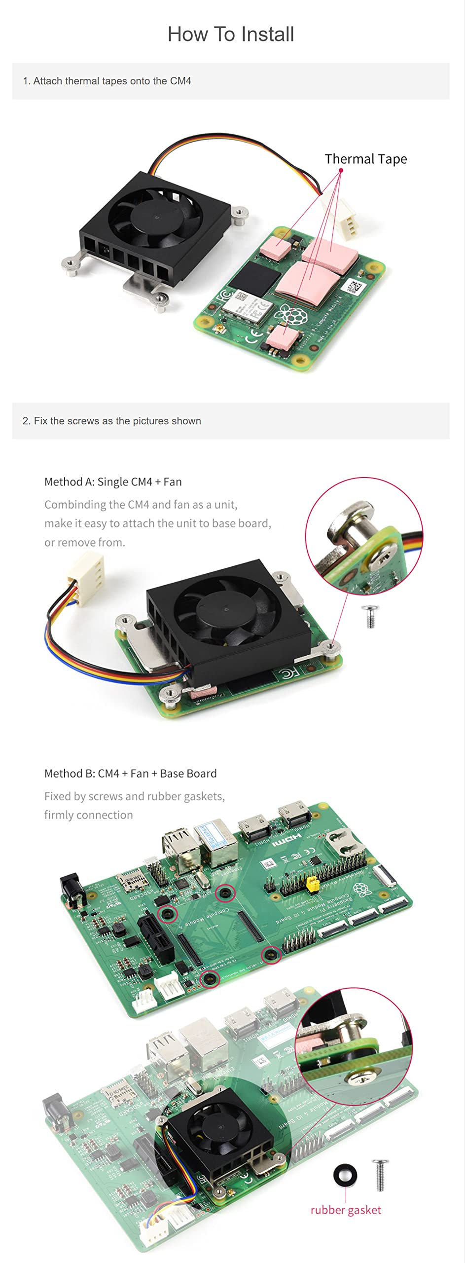 Dedicated 3007 Cooling Fan 12V for Raspberry Pi Compute Module 4 CM4 (NOT Include), PWM Speed Adjustment, Low Noise, with Thermal Tapes