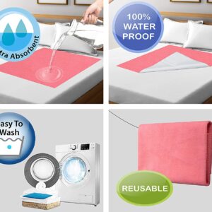 Baby Dry Sheet Waterproof Bed Protector Bed Pad, Washable Waterproof Mattress Protector Urine Bedwetting, Reusable Mat for Toddler Underpad Sheet for Incontinence - Red, XX-Large - 87"x55"