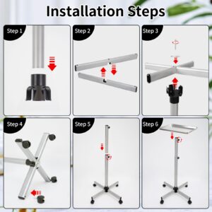 Salon Tray Cart,Aluminum Instrument Salon Tray on Wheels,Height Adjustble Storage Utility Cart,Hair Salon Tray,Tattoo Tray on Wheels