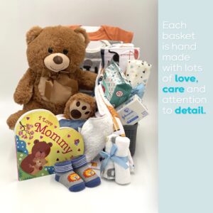 Baby Boy Gift Basket Set Great for Newborn Essentials, New Baby Gift Basket Kit, Baby Shower Gifts, Welcome Home Bundle for Boys, Gender Reveal, Congratulations to New Mom, New Baby Registry Box, More