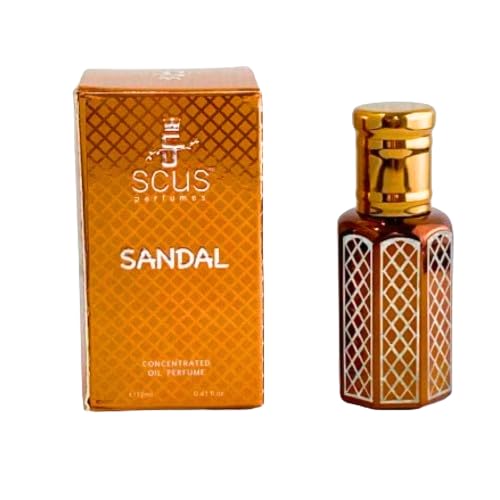 SCUS Perfumes Sandal Fragrance for Men & Women Woody Earthy Concentrated Perfume oil Long Lasting Fragrance Non-Alcoholic (Parfum 12ml with Velvet Pouch)