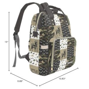 XOZOTY Antler Man Woodland Camo Diaper Bags with Name Waterproof Mummy Backpack Nappy Nursing Baby Bags Gifts Tote Bag for Women