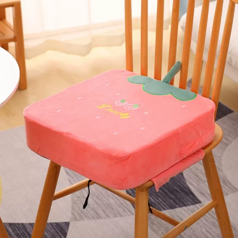 Toddler Booster Seat for Dining Double Straps Washable Portable Thick Chair Increasing Cushion for Baby Kids (Watermelon red-10cm)