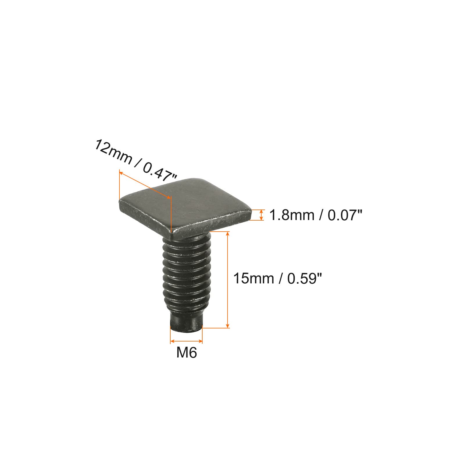 uxcell Square Head Bolt, 10pcs M6x15mm Fully Thread Carbon Steel Grade 8.8 Square Machine Screws