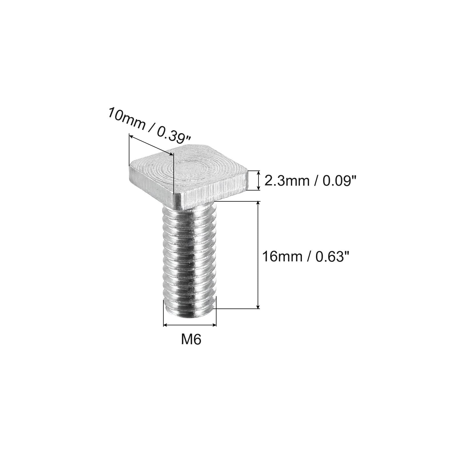 uxcell Square Head Bolt, 20pcs M6x16mm Fully Thread Carbon Steel Grade 4.8 Square Machine Screws