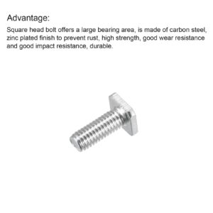 uxcell Square Head Bolt, 20pcs M6x16mm Fully Thread Carbon Steel Grade 4.8 Square Machine Screws