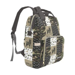 XOZOTY Antler Man Woodland Camo Diaper Bags with Name Waterproof Mummy Backpack Nappy Nursing Baby Bags Gifts Tote Bag for Women