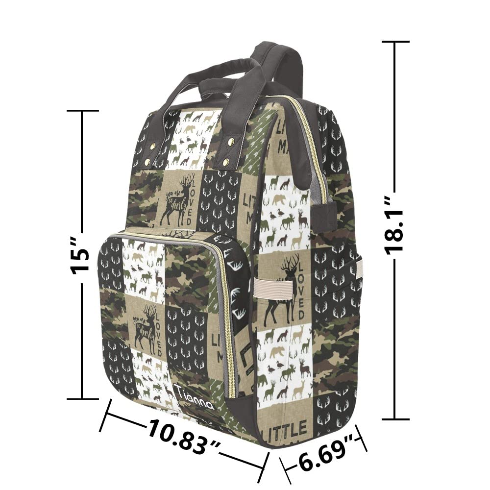 XOZOTY Antler Man Woodland Camo Diaper Bags with Name Waterproof Mummy Backpack Nappy Nursing Baby Bags Gifts Tote Bag for Women