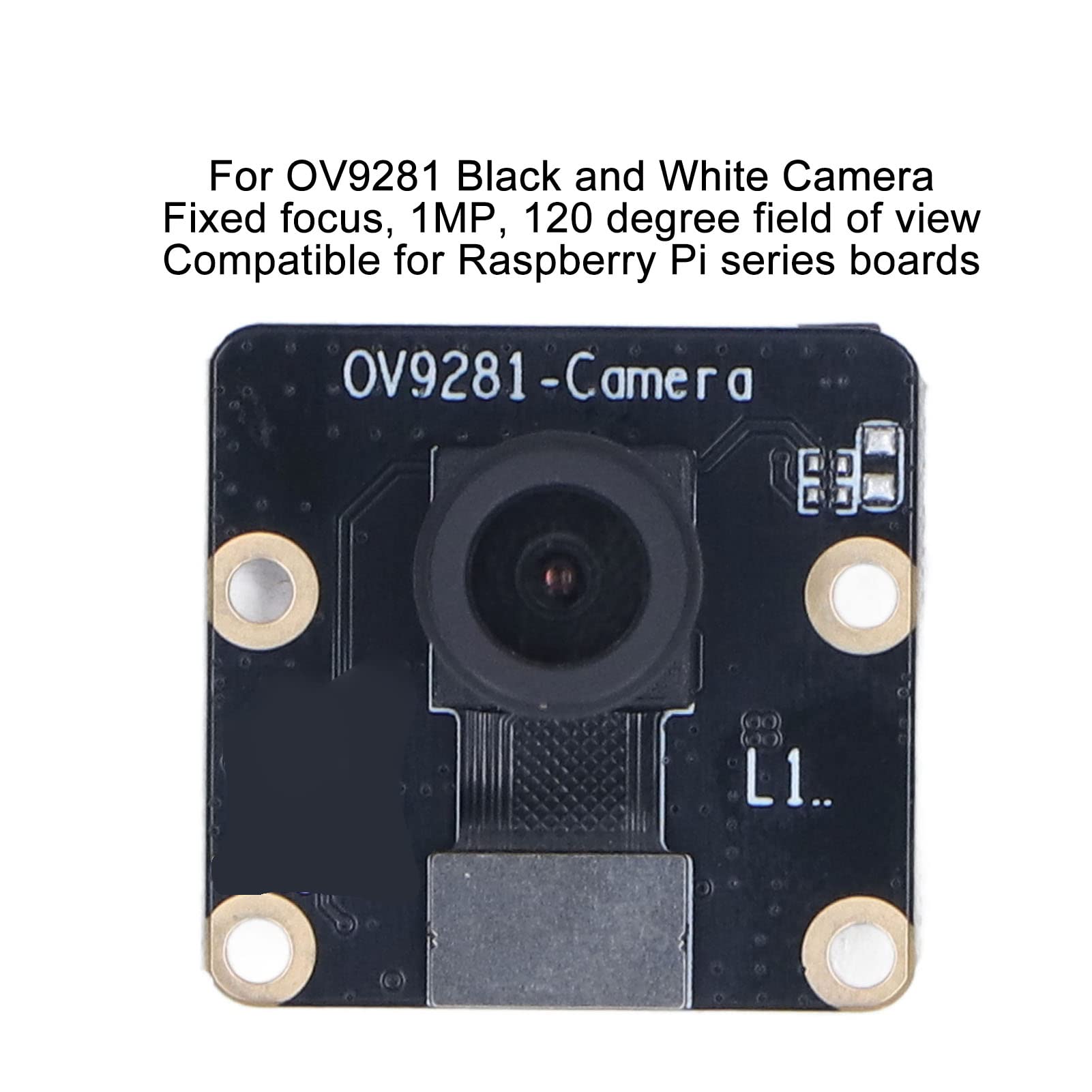 Septpenta Camera Module, 1MP Fixed Focus High Speed Catching 120° Field Biew Shooting Black White Camera with Cable, Small Size DIY Parts for 4B Zero for Zero 2W