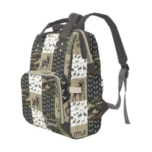 XOZOTY Antler Man Woodland Camo Diaper Bags with Name Waterproof Mummy Backpack Nappy Nursing Baby Bags Gifts Tote Bag for Women