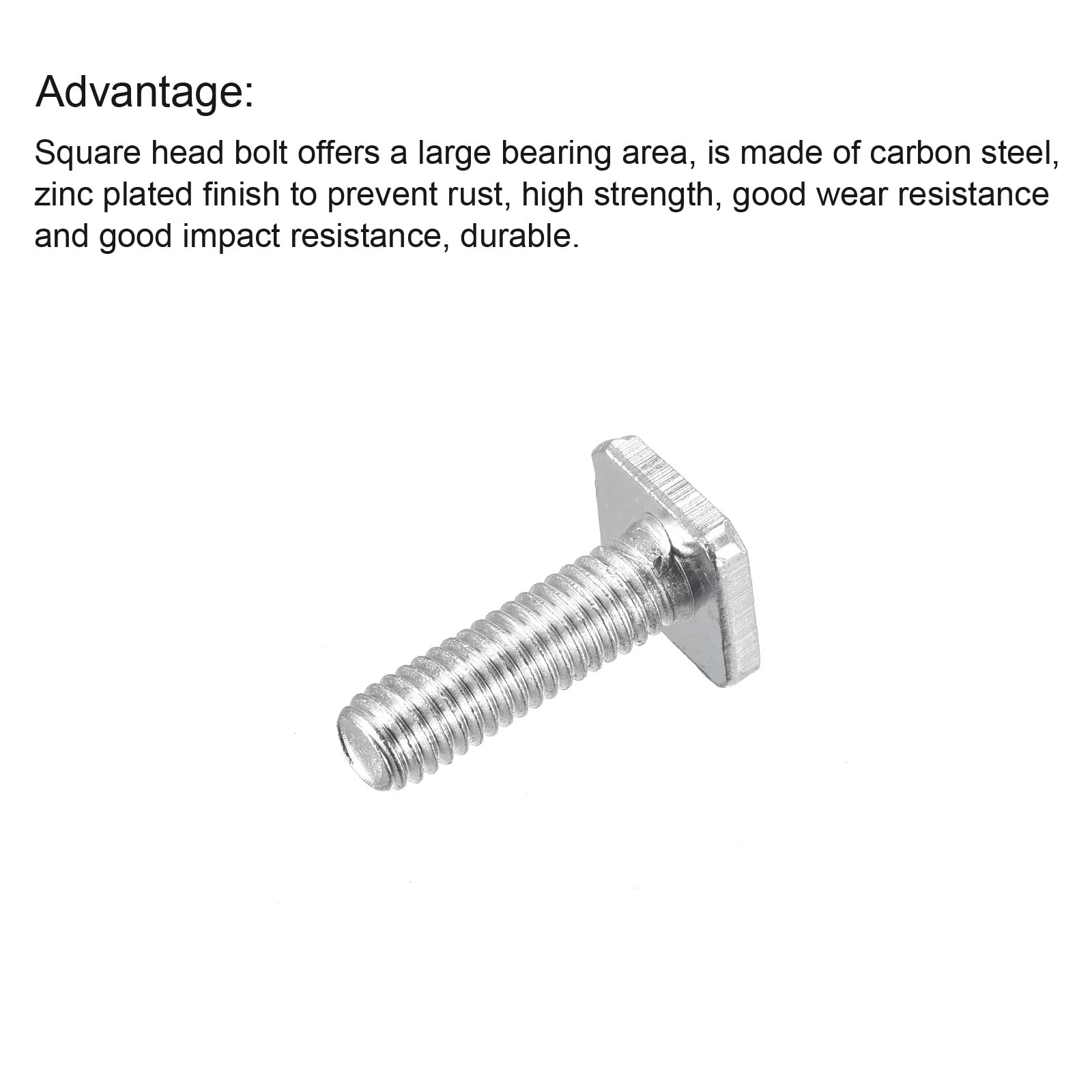 uxcell Square Head Bolt, 20pcs M6x20mm Fully Thread Carbon Steel Grade 4.8 Square Machine Screws