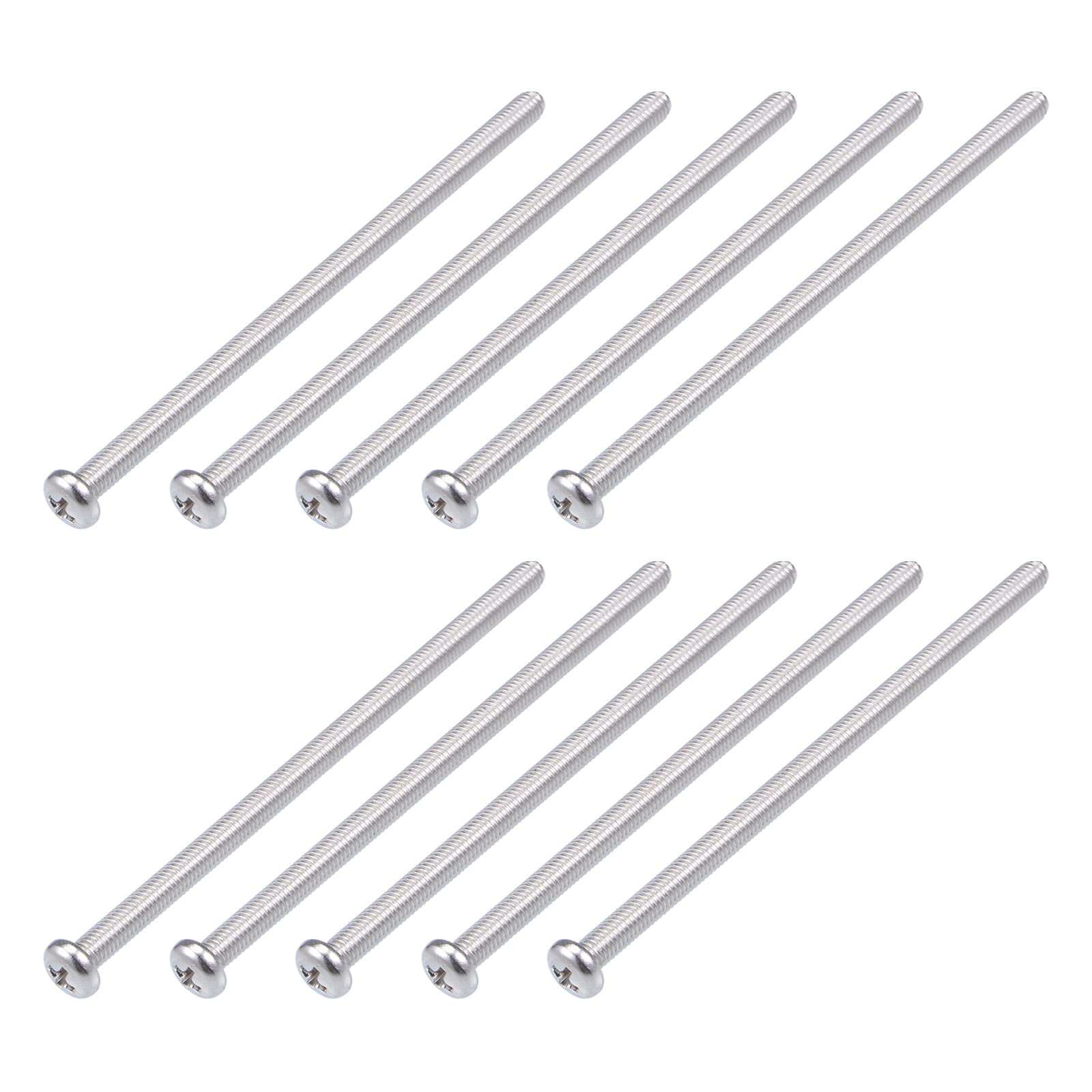 METALLIXITY Machine Screws (M5x100mm) 10Pcs, Phillips Cross Pan Bolts 304 Stainless Steel - for Furniture Installation, Mechanical Fasteners, Office Equipment