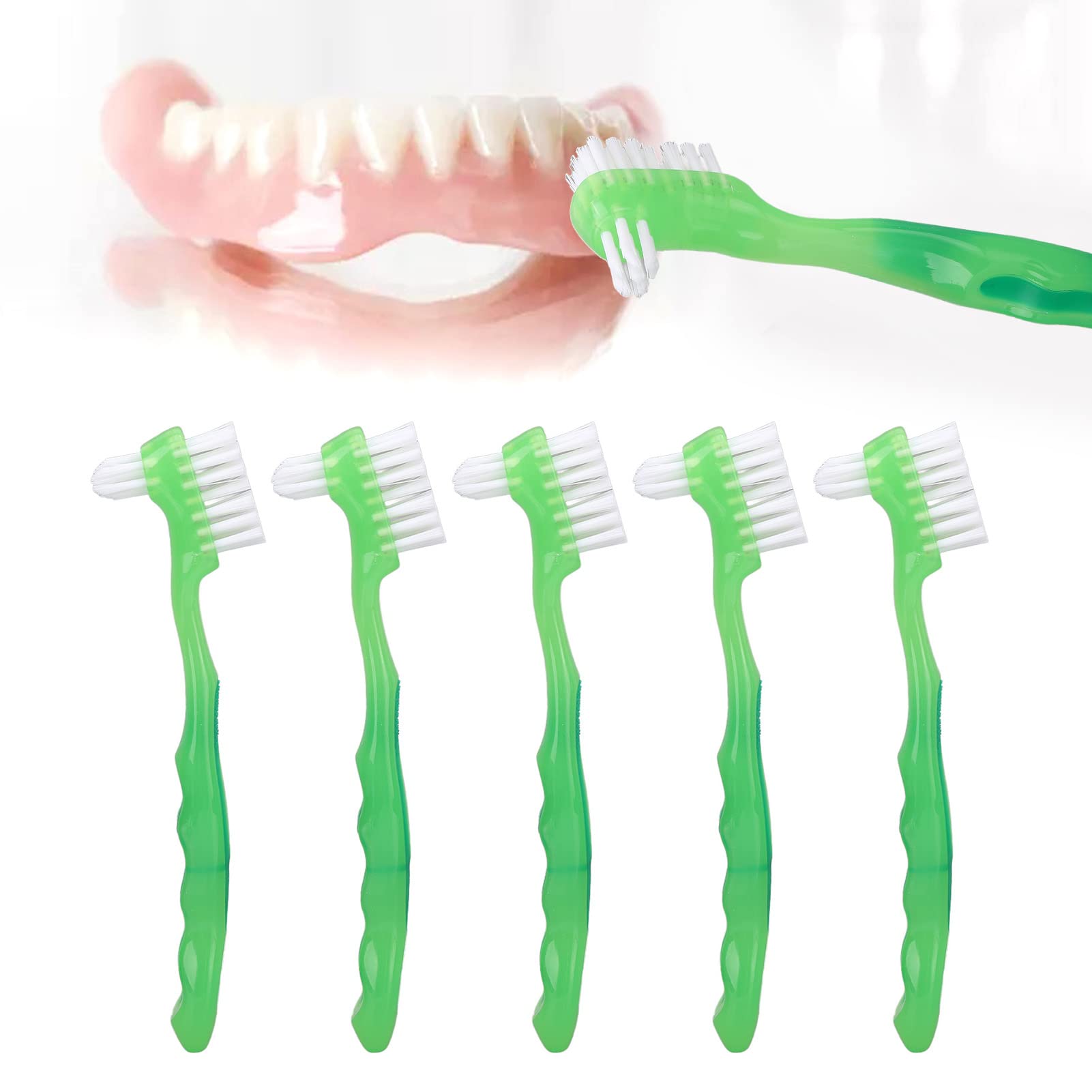 Denture Brush Denture Toothbrush Denture Brush Set Senior Professional Cleaning Brush for Daily Use (Green) Denture Brush Toothbrush Denture Cleaner Brush