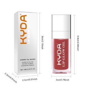 KYDA Hydrating Lip Glow Oil, Moisturizing Lip Oil, Glossy Transparent Plumping Lip Gloss, Tinted Lip Oil for Lip Care and Dry Lips-Rosewood