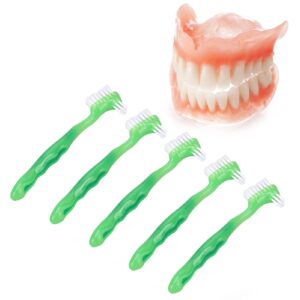 Denture Brush Denture Toothbrush Denture Brush Set Senior Professional Cleaning Brush for Daily Use (Green) Denture Brush Toothbrush Denture Cleaner Brush