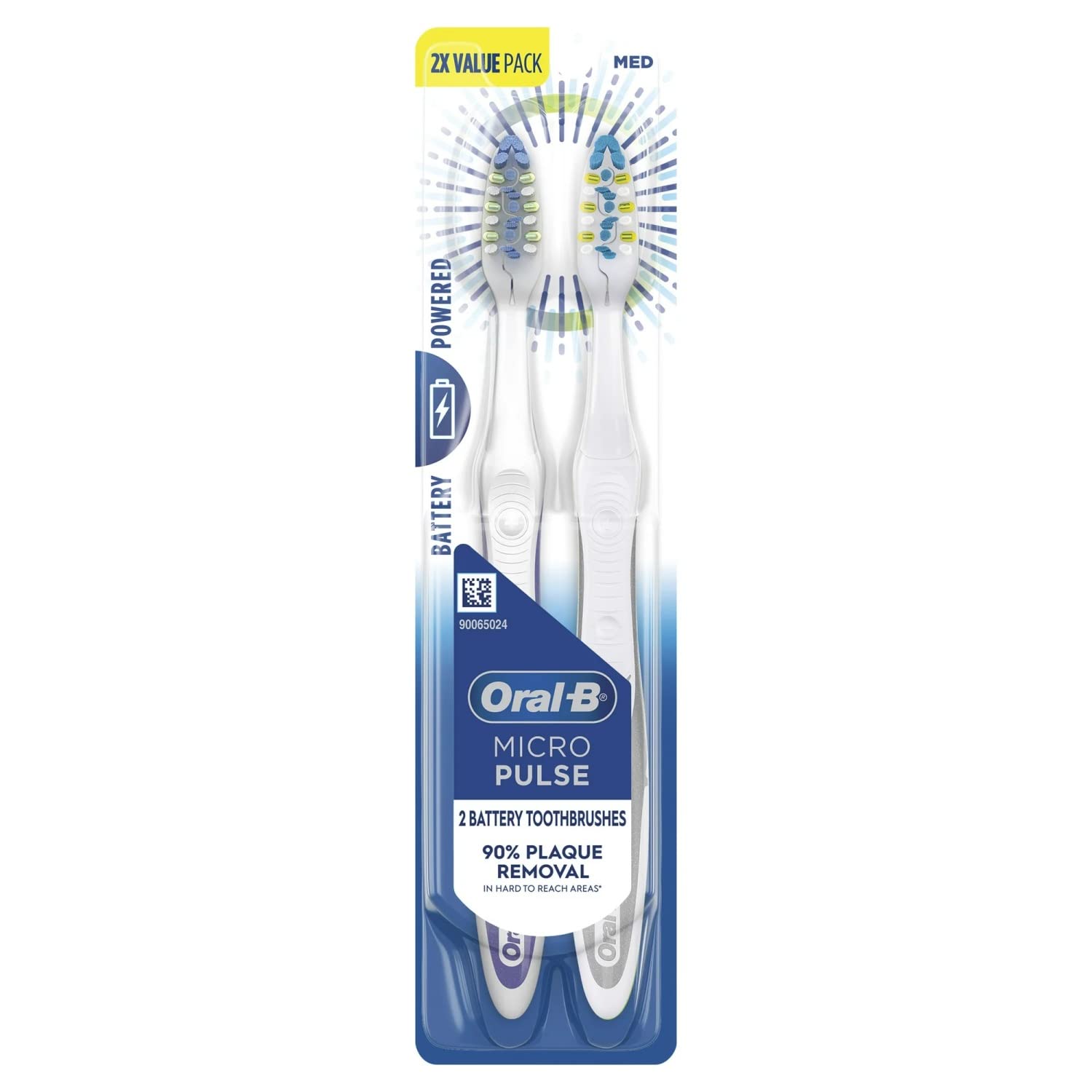 Oral-B Micro Pulse Battery Electric Toothbrush, Medium, 2 Ct