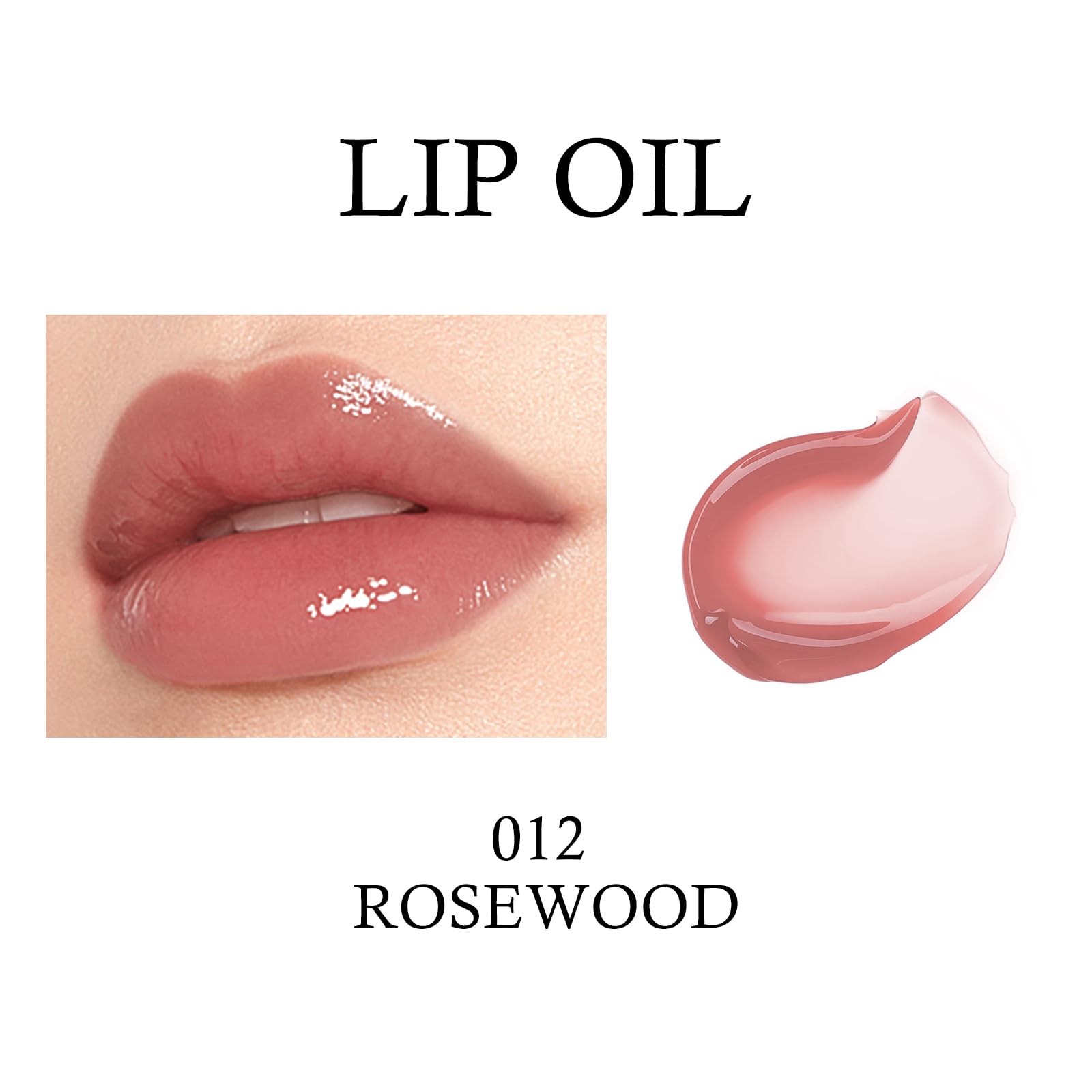 KYDA Hydrating Lip Glow Oil, Moisturizing Lip Oil, Glossy Transparent Plumping Lip Gloss, Tinted Lip Oil for Lip Care and Dry Lips-Rosewood