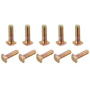 uxcell square head bolt, 10pcs m6x22mm fully thread carbon steel grade 4.8 square machine screws, gold tone