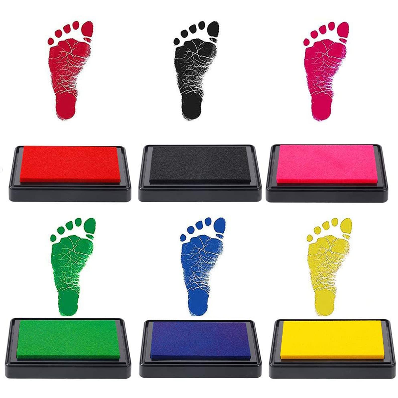 6pcs Reusable Ink Pad for Baby Handprints and Footprints Infant Hand Foot Stamp Pads Easy to Wash Off