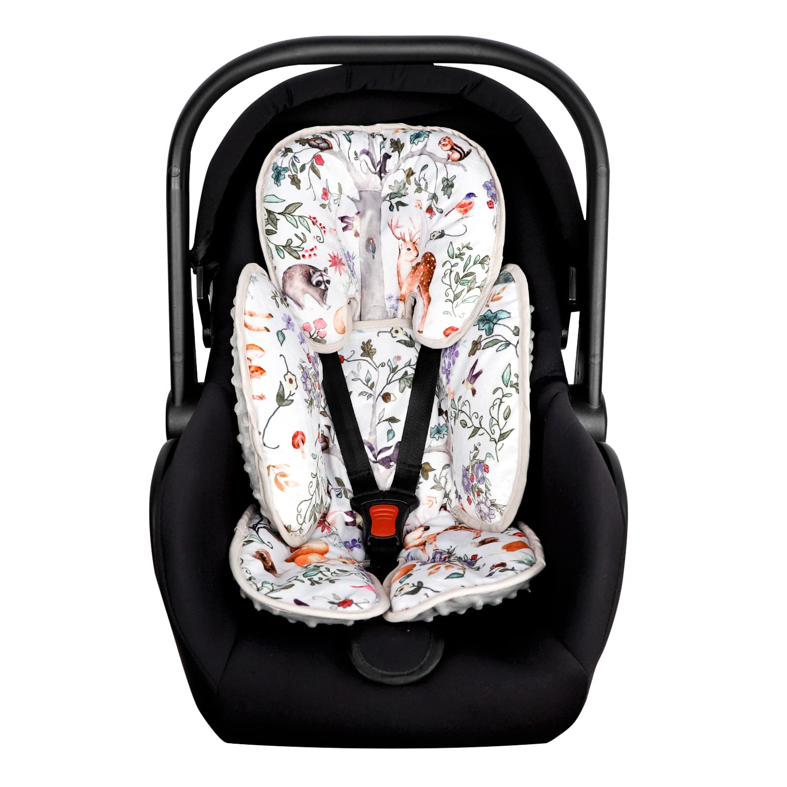 CARUILI 2-in-1 Infant Car Seat Insert for Newborn, Car Seat Head Support Baby Girls Boys, Extra Soft Preemie Carseat Head Support Cushion Pillow for Baby Car Seats, Strollers, Bouncers