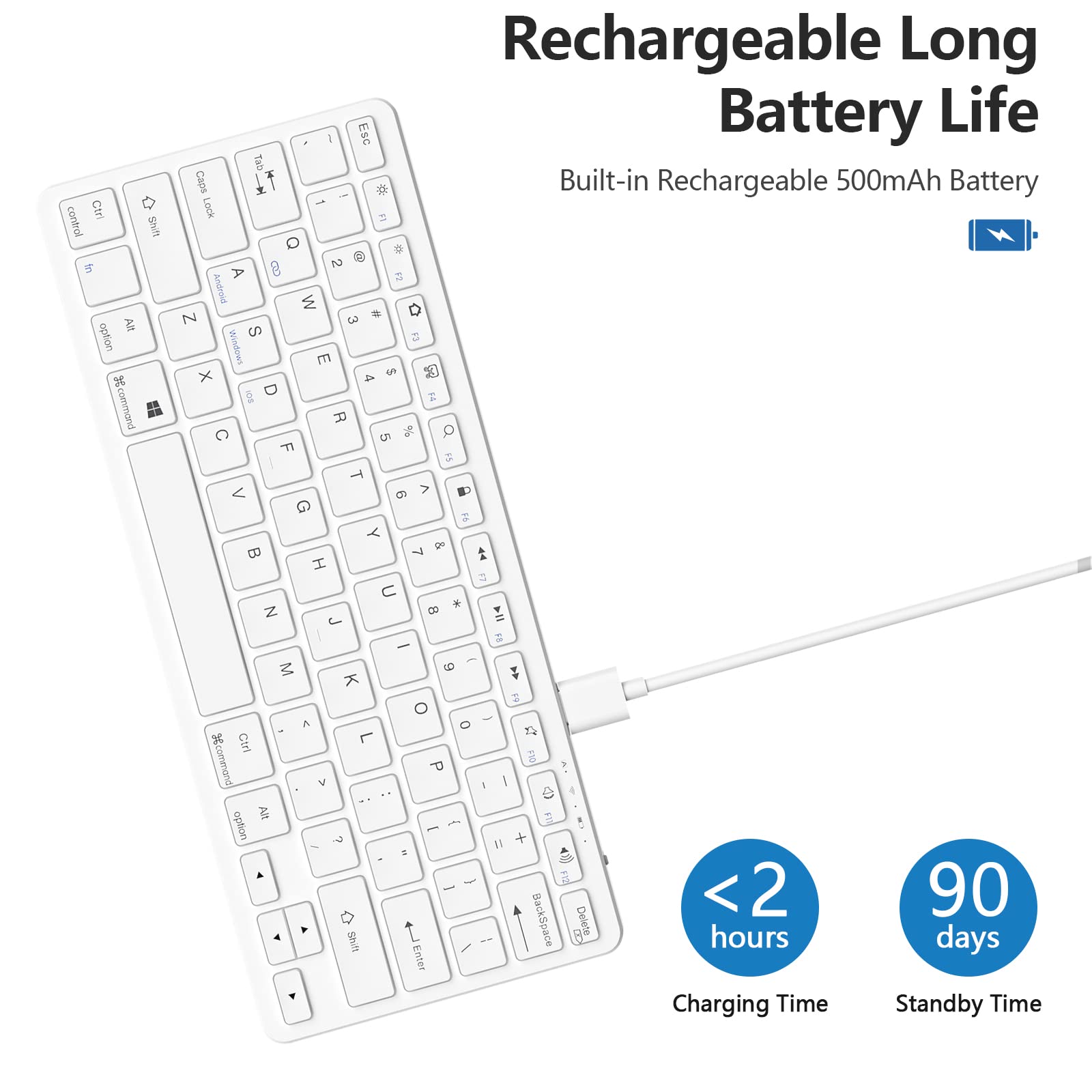 TaIYanG Bluetooth Keyboard for iPad Wireless Keyboard Compatible iPad 10th/iPad 10.2(9th/8th/7th Generation),iPad Air 5th/4th, iPad Pro 11/12.9, iPad 9.7, iPad Mini and All Bluetooth Devices (White)