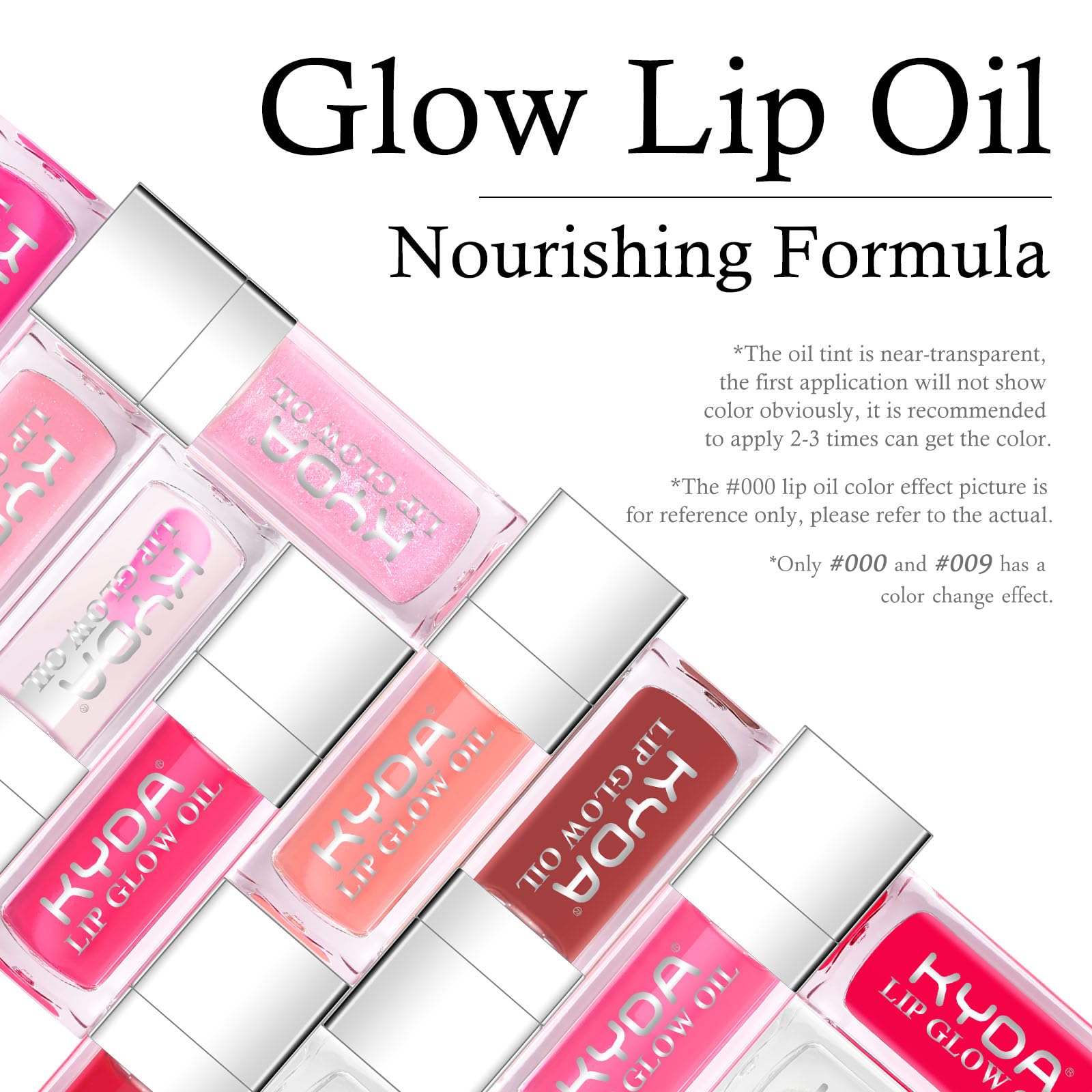 KYDA Hydrating Lip Glow Oil, Moisturizing Lip Oil, Glossy Transparent Plumping Lip Gloss, Tinted Lip Oil for Lip Care and Dry Lips-Rosewood