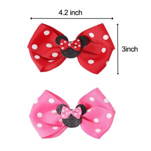 RCJERA Hair Clip, Baby Girl Mouse Ears Hair Bows Clips, 4pcs Polka Dot Hair Accessory for Baby Kids Girls Women, Mice Hair Accessories for Glitter Party Princess Decoration Cosplay