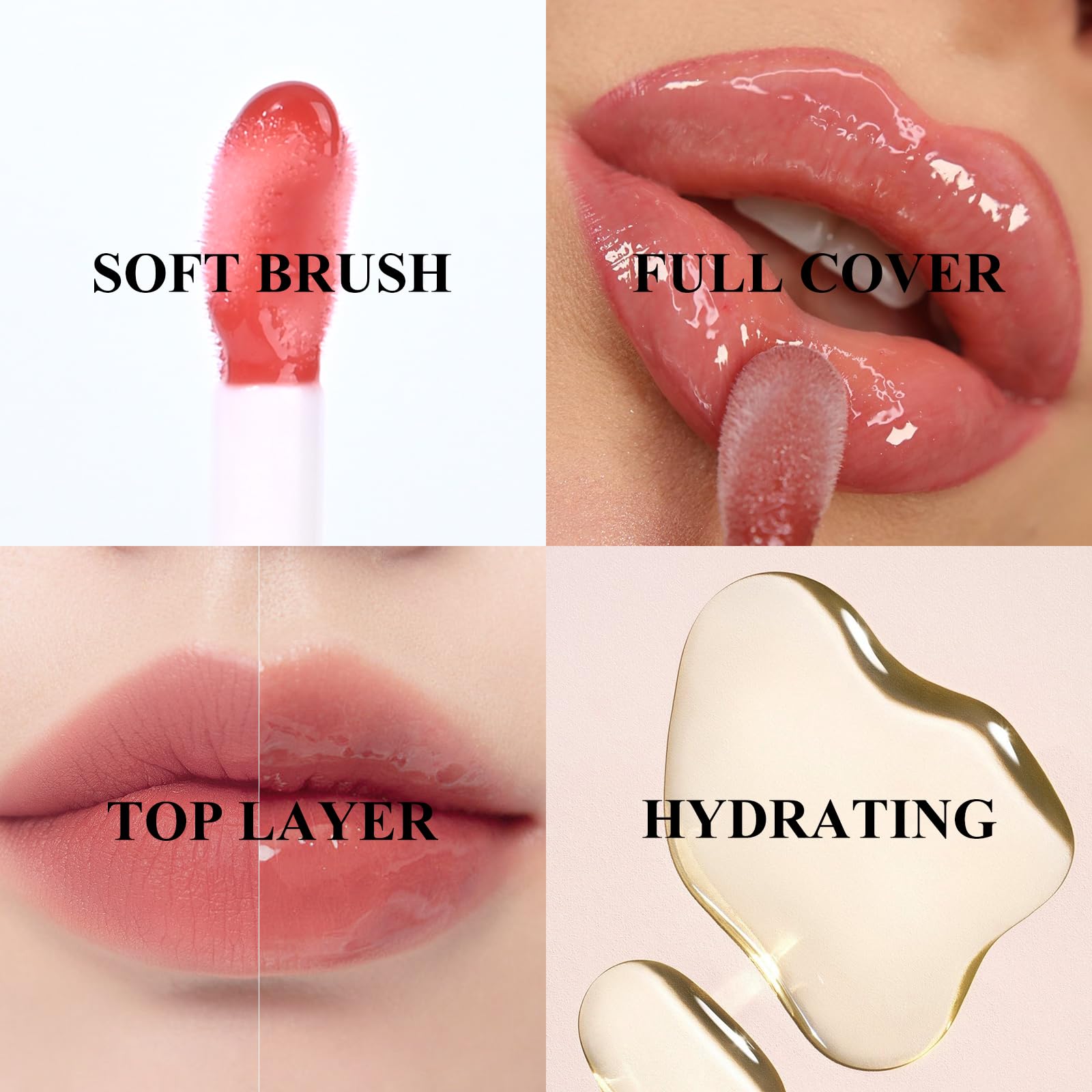 KYDA Hydrating Lip Glow Oil, Moisturizing Lip Oil, Glossy Transparent Plumping Lip Gloss, Tinted Lip Oil for Lip Care and Dry Lips-Rosewood