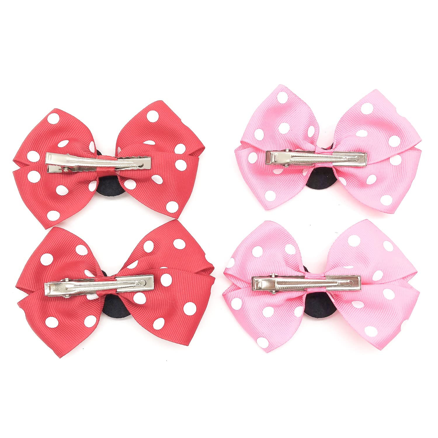 RCJERA Hair Clip, Baby Girl Mouse Ears Hair Bows Clips, 4pcs Polka Dot Hair Accessory for Baby Kids Girls Women, Mice Hair Accessories for Glitter Party Princess Decoration Cosplay