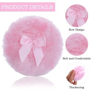 Sibba Large Fluffy Powder Puff, 4 Inch Ultra Soft Washable Reusable Velour Face Body Powder Puff Loose Powder Puffs Wet Dry Makeup Tool (Pink)