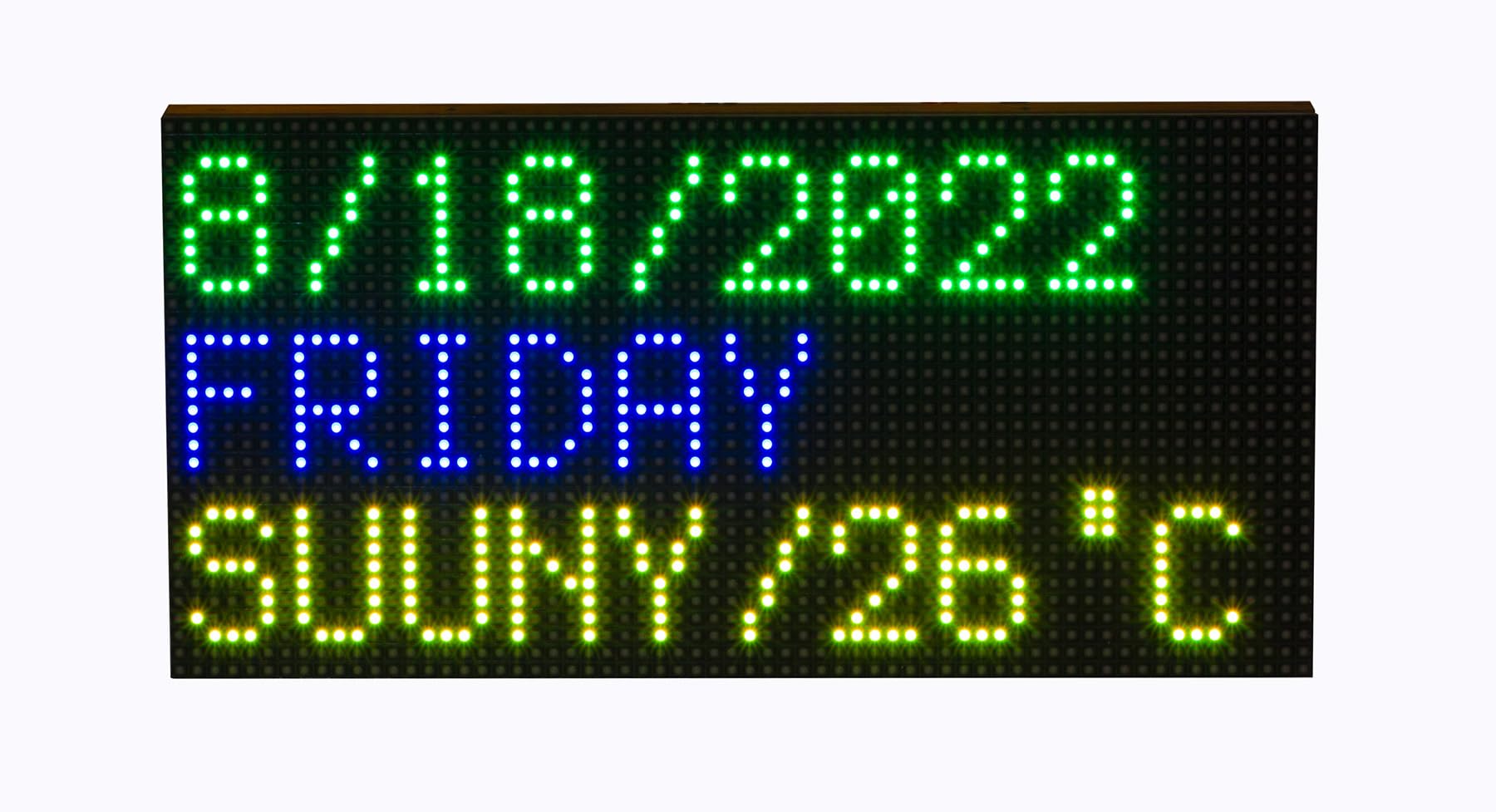 RGB Full-Color LED Matrix Panel Display for Raspberry Pi Pico ESP32 for Arduino 64×32 Pixels 3mm Pitch 2048 RGB LEDs Adjustable Brightness