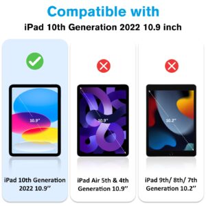 ProCase 2 Pack Screen Protector Tempered Glass for iPad 10.9 10th Generation 2022 A2696/A2757/A2777 Bundle with Slim Stand Hard Shell Case for 10.9” iPad 10th Gen 2022 Release A2696 A2757 A2777 -Navy