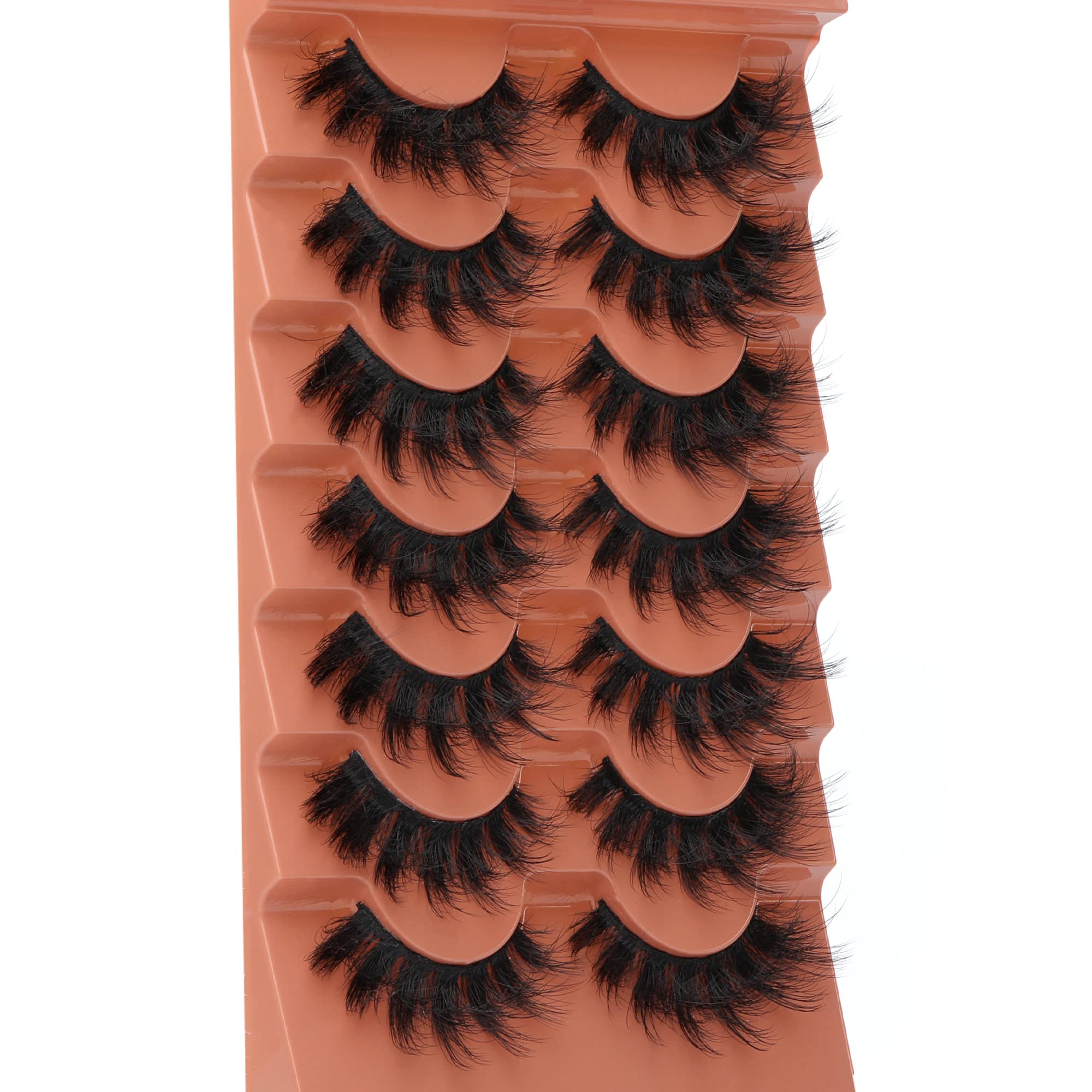 Fluffy Lashes 8D False Eyelashes 20mm Faux Mink Lashes Natural Fake Lashes Thick Volume Eyelashes 7 Pairs Cat Eye Lashes Multipack by TOOCHUNAG