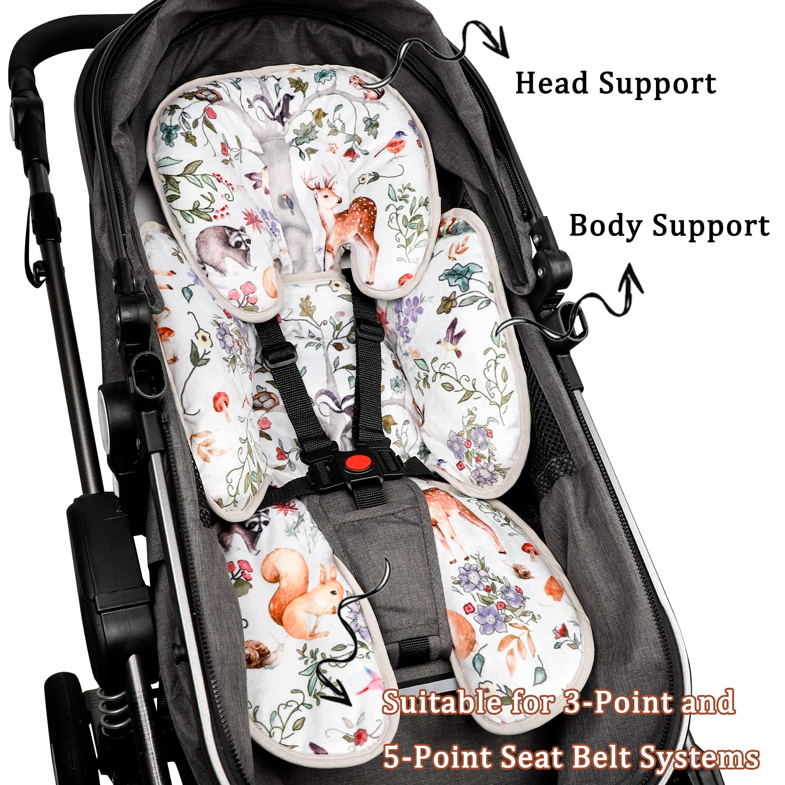 CARUILI 2-in-1 Infant Car Seat Insert for Newborn, Car Seat Head Support Baby Girls Boys, Extra Soft Preemie Carseat Head Support Cushion Pillow for Baby Car Seats, Strollers, Bouncers