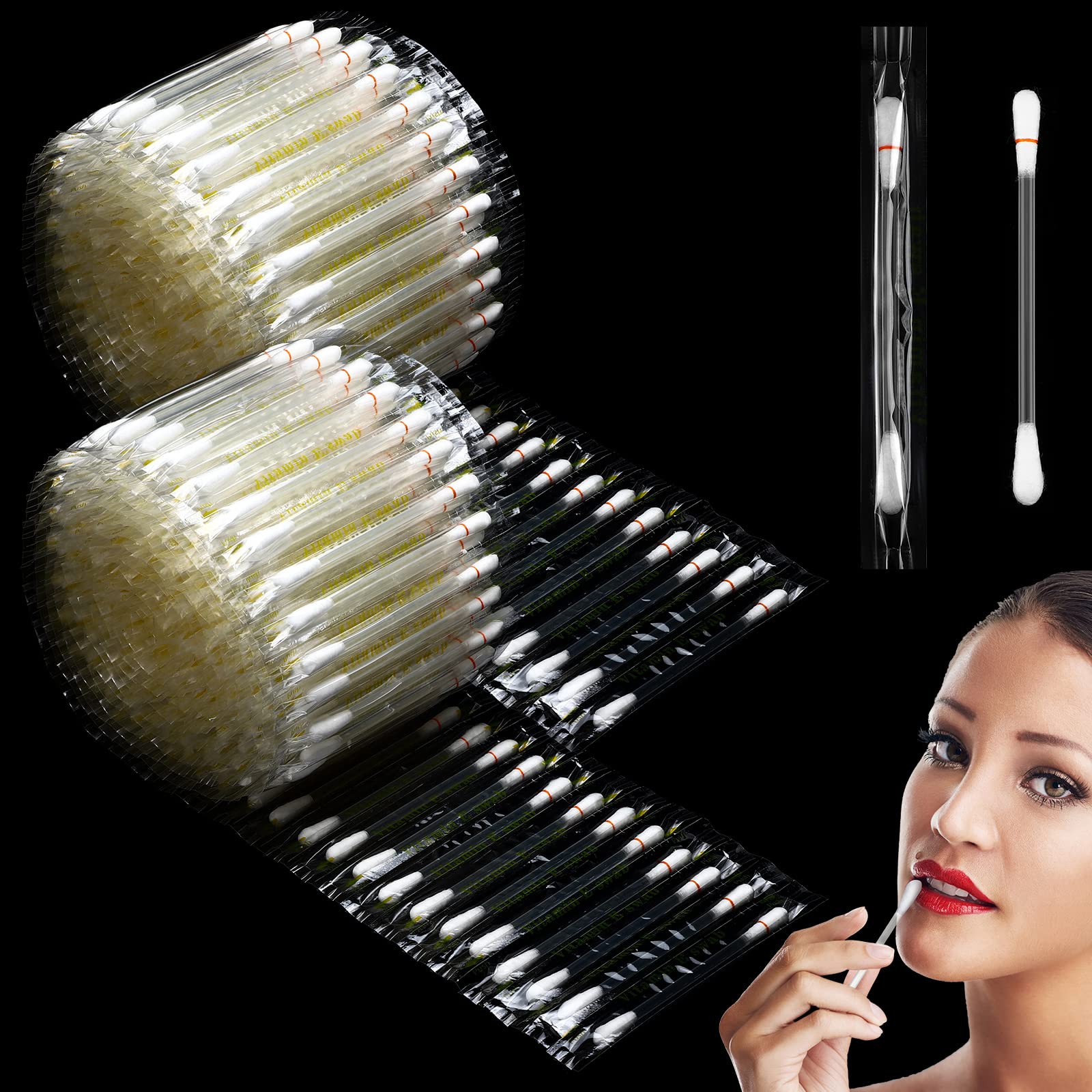 Hoolerry 200 Pcs Vitamin E Lip Oil Disposable Cotton Swabs Vitamin E Stick Oil Applicators Anti Dry Moisture Cotton Swabs for Protect Lip Use Before Teeth Whitening