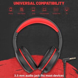 UKELALA On Ear Wired Headphones for Kids Stereo Lightweight Youth Headphones with 4.9 ft NO-Tangle Cord for Girls Toddler 3.5mm Jack Headphones Compatible with chromebooks PC for Kindergarten School